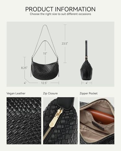 حقائب BOSTANTEN للنساء من القماش المنسوج وحقائب الكتف وحقيبة يد هوبو مع حزام قابل للتعديل in Kuwait