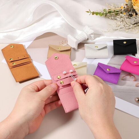 UXCELL 2 PCS MINI TRAVEL JOWNDRY ROLLS ، Microfiber Proction Pouch fortable roll roll منظم علبة مع الإبزيم للحلقات ، الأساور ، الأقراط ، القلادة ، الأسود in Saudi Arabia