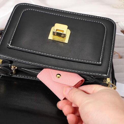 UXCELL 2 PCS MINI TRAVEL JOWNDRY ROLLS ، Microfiber Proction Pouch fortable roll roll منظم علبة مع الإبزيم للحلقات ، الأساور ، الأقراط ، القلادة ، الأسود in Saudi Arabia
