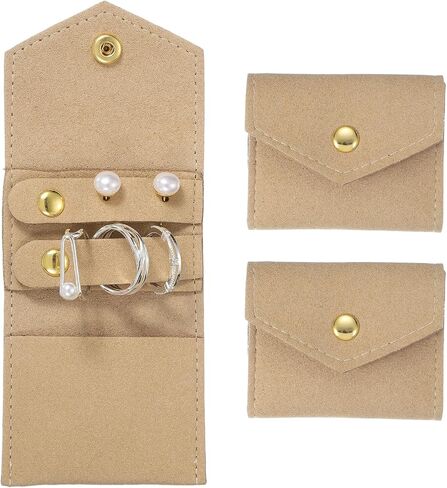 UXCELL 2 PCS MINI TRAVEL JOWNDRY ROLLS ، Microfiber Proction Pouch fortable roll roll منظم علبة مع الإبزيم للحلقات ، الأساور ، الأقراط ، القلادة ، الأسود in Saudi Arabia