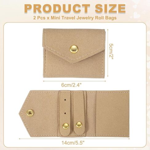 UXCELL 2 PCS MINI TRAVEL JOWNDRY ROLLS ، Microfiber Proction Pouch fortable roll roll منظم علبة مع الإبزيم للحلقات ، الأساور ، الأقراط ، القلادة ، الأسود in Saudi Arabia