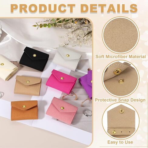 UXCELL 2 PCS MINI TRAVEL JOWNDRY ROLLS ، Microfiber Proction Pouch fortable roll roll منظم علبة مع الإبزيم للحلقات ، الأساور ، الأقراط ، القلادة ، الأسود in Saudi Arabia