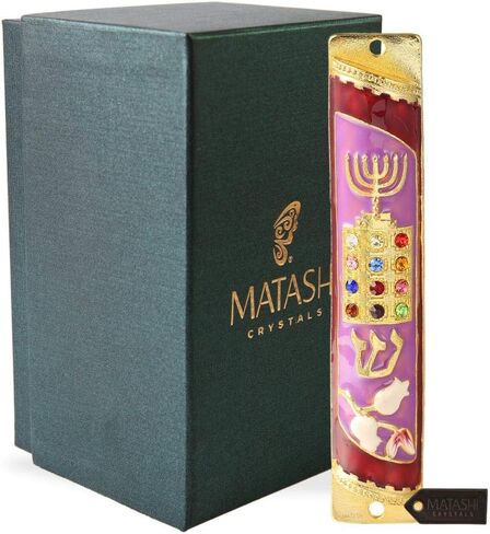 Matashi اليد المطلية بالمينا mezuzah تزين مع menorah ، صدرية كهنوتية in Kuwait