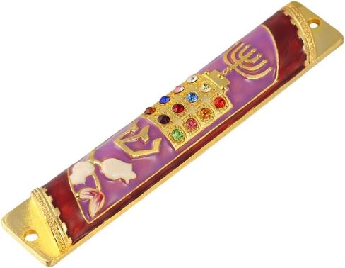 Matashi اليد المطلية بالمينا mezuzah تزين مع menorah ، صدرية كهنوتية in Kuwait
