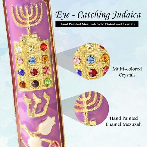 Matashi اليد المطلية بالمينا mezuzah تزين مع menorah ، صدرية كهنوتية in Kuwait