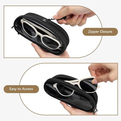 علبة نظارة مزدوجة واضحة ، حالة قراء نظارات ناعمة لـ 2 مع نوافذ PVC ، حقيبة نظارة شمسية مزدوجة للنساء الرجال in Kuwait