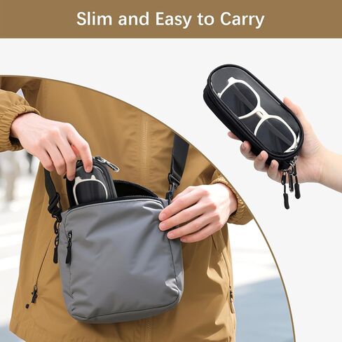 علبة نظارة مزدوجة واضحة ، حالة قراء نظارات ناعمة لـ 2 مع نوافذ PVC ، حقيبة نظارة شمسية مزدوجة للنساء الرجال in Kuwait