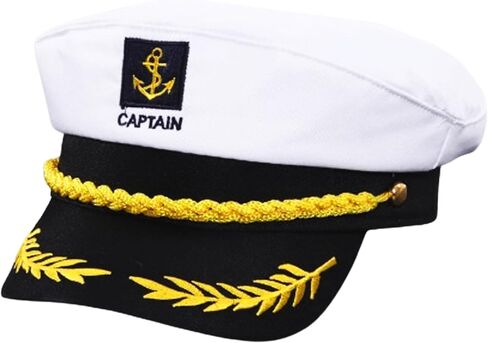 Captain Hat Sailor Skipper Cap - ملحق أزياء الأسلوب المارينز القابل للتعديل للرجال والنساء والمراهقين - مثالي لحفلات هالوين للتنكر على اليخت أو القارب! in Saudi Arabia