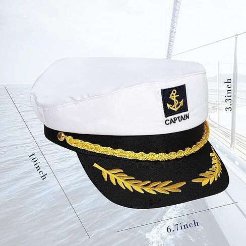 Captain Hat Sailor Skipper Cap - ملحق أزياء الأسلوب المارينز القابل للتعديل للرجال والنساء والمراهقين - مثالي لحفلات هالوين للتنكر على اليخت أو القارب! in Saudi Arabia