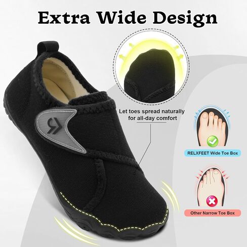relxfeet Men's Slippers Wide Width Adjustable Orthopedic Diabetic House Shoes for Neuropathy Swollen Feet Relief Non-Slip Rubber Sole Indoor Outdoor in Saudi Arabia