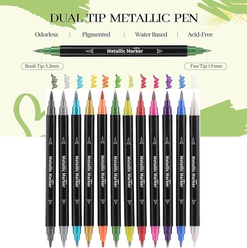 24 Colors Brush Tip Acrylic Paint Pens Markers, Premium Liquid Ink Acrylic Paint Pens for Glass, Canvas, Stone, Rock Painting, Wood, Ceramic Surfaces, DIY Crafts Making Art Supplies in Saudi Arabia