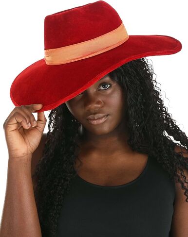 Carmen Sandiego Costume Hat - Velvet Finish مع شريط مرن وسلك ، مرخص رسميًا in Saudi Arabia
