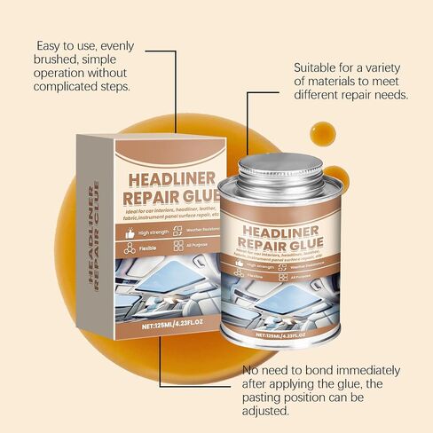 Glue Repair Glue 125 مل - لاصق قوي للسيارات لبطانة سقف السيارة والمفروشات والفينيل - مع فرشاة للنسيج والأسطح الداخلية in Kuwait