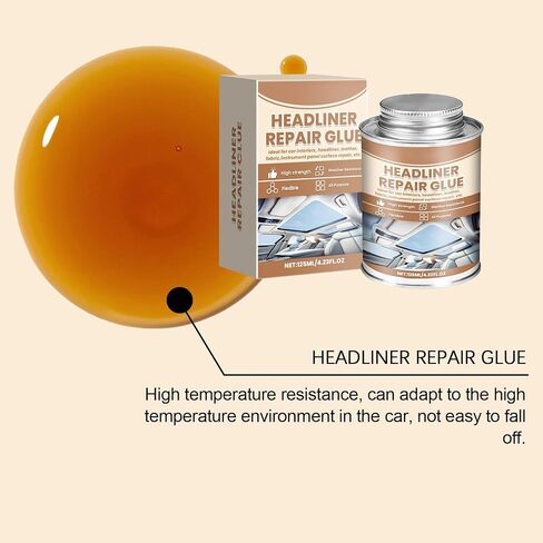 Glue Repair Glue 125 مل - لاصق قوي للسيارات لبطانة سقف السيارة والمفروشات والفينيل - مع فرشاة للنسيج والأسطح الداخلية in Kuwait
