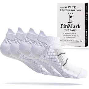 Designed For Golf Ankle Socks, 4 Pair, White Golf Socks For Men, Compression, Cushioning and Moisture Wicking in Saudi Arabia