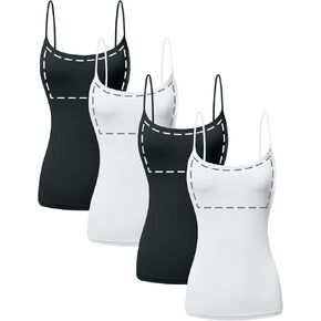 قمم كاميسول من القطن للنساء المبني في حزام سباغيتي برا مع رف رف برا كامي كامي حزمة 1-4 in Kuwait