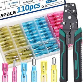 smseace 160pcs Bullet wire connectors with Crimp/Stripping/Cutting Multifunction wire crimping tool 22-10AWG Insulated Male/female Bullet Connector kit Electrical Bullet Crimp Connectors in Saudi Arabia