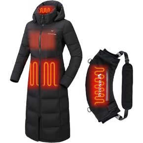 Venustas Women's Maxi-Length Recycled Heated Down Jacket Heated Hand Warmer Pouch, up to 15-Hour Runtime in Saudi Arabia