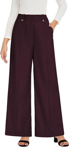 GRACE KARIN Womens Wide Leg Dress Pants, 2025 High Waisted Work Trousers, Business Casual Long Palazzo with Pockets in Kuwait