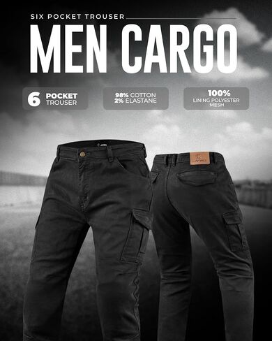 J.A.G. Motorcycle Cargo Pants for Men – Slim Fit Riding Jeans Twill Fabric, CE Level 2 Armor & Aramid Protective Lining in Kuwait