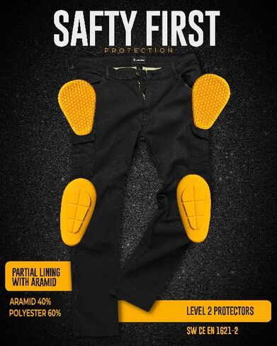 J.A.G. Motorcycle Cargo Pants for Men – Slim Fit Riding Jeans Twill Fabric, CE Level 2 Armor & Aramid Protective Lining in Kuwait