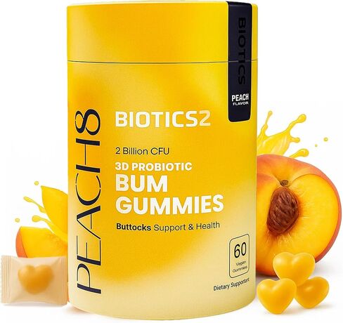 Peach8 بعقب دعم النساء البروبيوتيك غنائز - 60 Sugarfree BBL Booty Vitamins C A Gummies ، 2B بروبيوتيك ، prebiotics ، 4 مكملات عشبية المنشار بالميتو ، MACA الأسود ، Motherwort للامتصاص Max Bum Max in Saudi Arabia