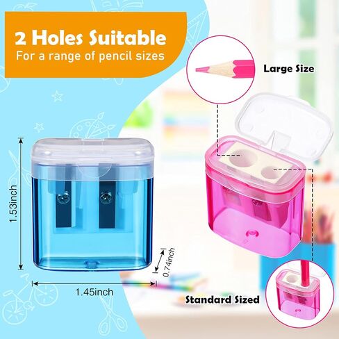Teling 144 Pcs Pencil Sharpeners Dual Holes Manual Pencil Sharpeners Kids Colorful Handheld Pencil Sharpener with Lid Portable Compact Pencil Sharpener for Students School Class Home Office Supply in Saudi Arabia