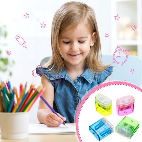 Teling 144 Pcs Pencil Sharpeners Dual Holes Manual Pencil Sharpeners Kids Colorful Handheld Pencil Sharpener with Lid Portable Compact Pencil Sharpener for Students School Class Home Office Supply in Saudi Arabia