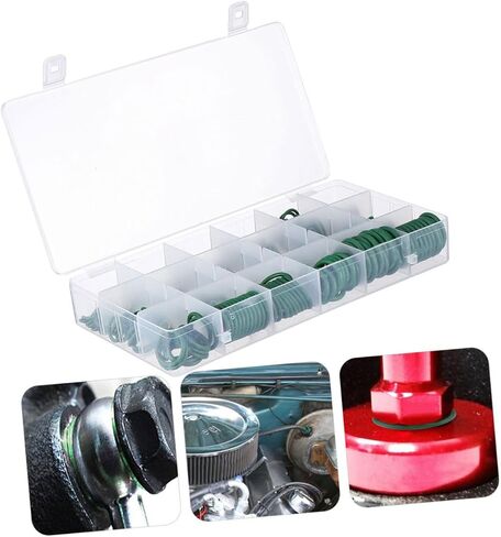 Popetpop 265pcs طعمة مطاطية مجموعة ضيقة متينة حلقة الختم حلقة تصحيحات السباكة إصلاح صندوق تخزين مع الرسم البياني مرونة عالية للهواء in Saudi Arabia