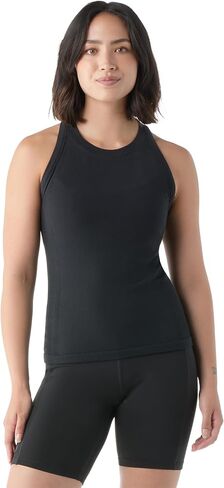 Smartwool Women's Intraknit Active Merino Wool Tank (Slim Fit), Black-Charcoal, Small in Saudi Arabia
