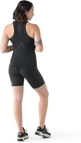 Smartwool Women's Intraknit Active Merino Wool Tank (Slim Fit), Black-Charcoal, Small in Saudi Arabia
