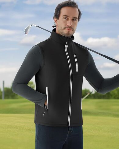 Wulful للرجال مقاوم للرياح خفيفة الوزن ملابس غولف ملابس خارجية مع جيوب ، سترة Softshell بلا أكمام للسفر المشي لمسافات طويلة الجري in Saudi Arabia