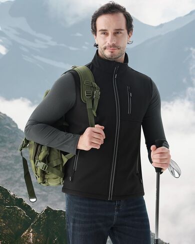 Wulful للرجال مقاوم للرياح خفيفة الوزن ملابس غولف ملابس خارجية مع جيوب ، سترة Softshell بلا أكمام للسفر المشي لمسافات طويلة الجري in Saudi Arabia
