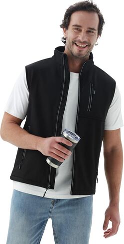 Wulful للرجال مقاوم للرياح خفيفة الوزن ملابس غولف ملابس خارجية مع جيوب ، سترة Softshell بلا أكمام للسفر المشي لمسافات طويلة الجري in Saudi Arabia