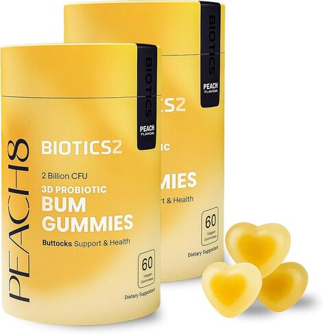 Peach8 بعقب دعم النساء البروبيوتيك غنائز - 60 Sugarfree BBL Booty Vitamins C A Gummies ، 2B بروبيوتيك ، prebiotics ، 4 مكملات عشبية المنشار بالميتو ، MACA الأسود ، Motherwort للامتصاص Max Bum Max in Kuwait