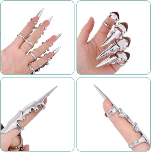 Globleland 4 pcs alloy full apploy ring flase silver knuckle knuckle knuckle fingers claws claws full finger found ade loop for halloween party cosplay assplay accsities jewelry in Saudi Arabia