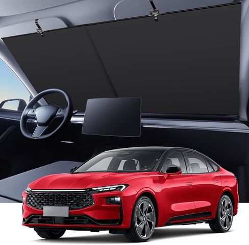 Automatic Retractable Car Sunshade, 2025 New Adjustable Auto Windshield Sun Shade, 35x50 inch Suction Cup Sunshade for Various Models, UV Blocking Protects for Drivers in Saudi Arabia