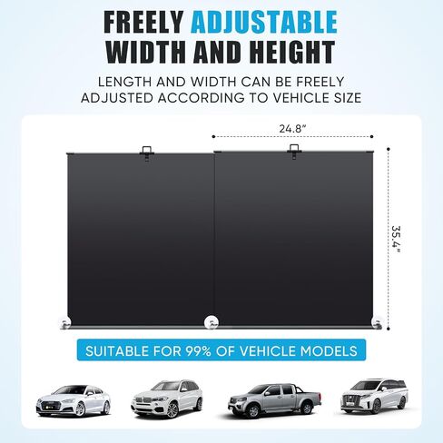 Automatic Retractable Car Sunshade, 2025 New Adjustable Auto Windshield Sun Shade, 35x50 inch Suction Cup Sunshade for Various Models, UV Blocking Protects for Drivers in Saudi Arabia