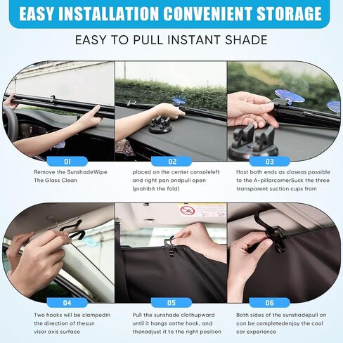 Automatic Retractable Car Sunshade, 2025 New Adjustable Auto Windshield Sun Shade, 35x50 inch Suction Cup Sunshade for Various Models, UV Blocking Protects for Drivers in Saudi Arabia