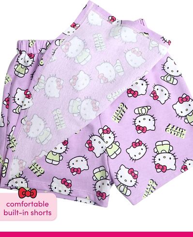 Hello Kitty Girls Skort Set - 2 Piece Graphic Crewneck Top and Short Skort Cute Outfit Set (Sizes: 2T-12) in Saudi Arabia