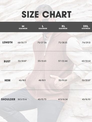 Ryannology Mens Full Zip Up Sweater Vest Knitted Cardigan Slim Fit Casual Warm Sleeveless Outerwear with 2 Pockets in Kuwait