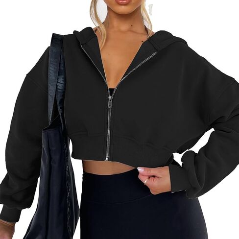 zip up hoodies للنساء المزروعة بالبلوزات ذات الأكمام الطويلة المقنعين العصرية in Kuwait