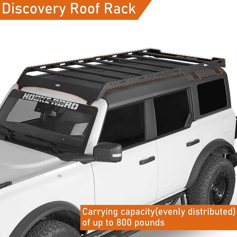 HOOKE ROAD BRONCO ROAT RACK BANS Aluminium Cross ، سلة حاملة شحن كاملة الطول لعام 2021 2022 2023 2024 2025 Ford Bronco 4-Door Hardtop (استبعاد Bronco Sport) in Kuwait