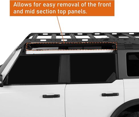 HOOKE ROAD BRONCO ROAT RACK BANS Aluminium Cross ، سلة حاملة شحن كاملة الطول لعام 2021 2022 2023 2024 2025 Ford Bronco 4-Door Hardtop (استبعاد Bronco Sport) in Kuwait
