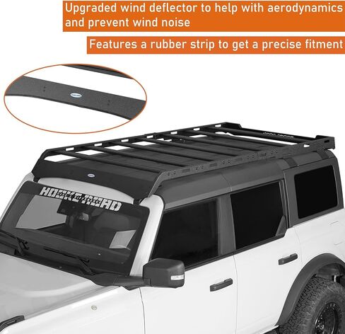 HOOKE ROAD BRONCO ROAT RACK BANS Aluminium Cross ، سلة حاملة شحن كاملة الطول لعام 2021 2022 2023 2024 2025 Ford Bronco 4-Door Hardtop (استبعاد Bronco Sport) in Kuwait