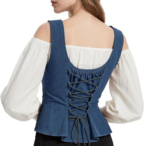 Women's Pirate Corset Renaissance Medieval Vest Steampunk Victorian Bodice in Saudi Arabia