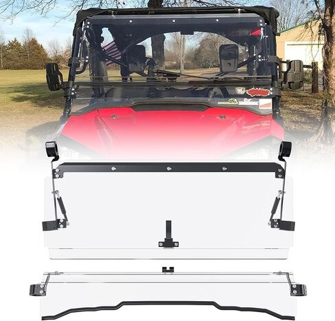 HECASA 2-In-1 Folding Windshield Compatible with 2016+ Honda Pioneer 1000 1000-5 1000-6 Scratch Resistant Hard Flip Down Windscreen in Saudi Arabia