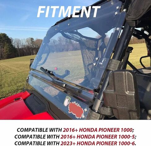 HECASA 2-In-1 Folding Windshield Compatible with 2016+ Honda Pioneer 1000 1000-5 1000-6 Scratch Resistant Hard Flip Down Windscreen in Saudi Arabia