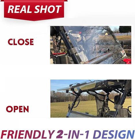 HECASA 2-In-1 Folding Windshield Compatible with 2016+ Honda Pioneer 1000 1000-5 1000-6 Scratch Resistant Hard Flip Down Windscreen in Saudi Arabia