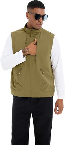 فائدة سترة للرجال صيد الجولف سفر المشي لمسافات طويلة صور الملابس خفيفة الأكياس مع جيوب in Kuwait